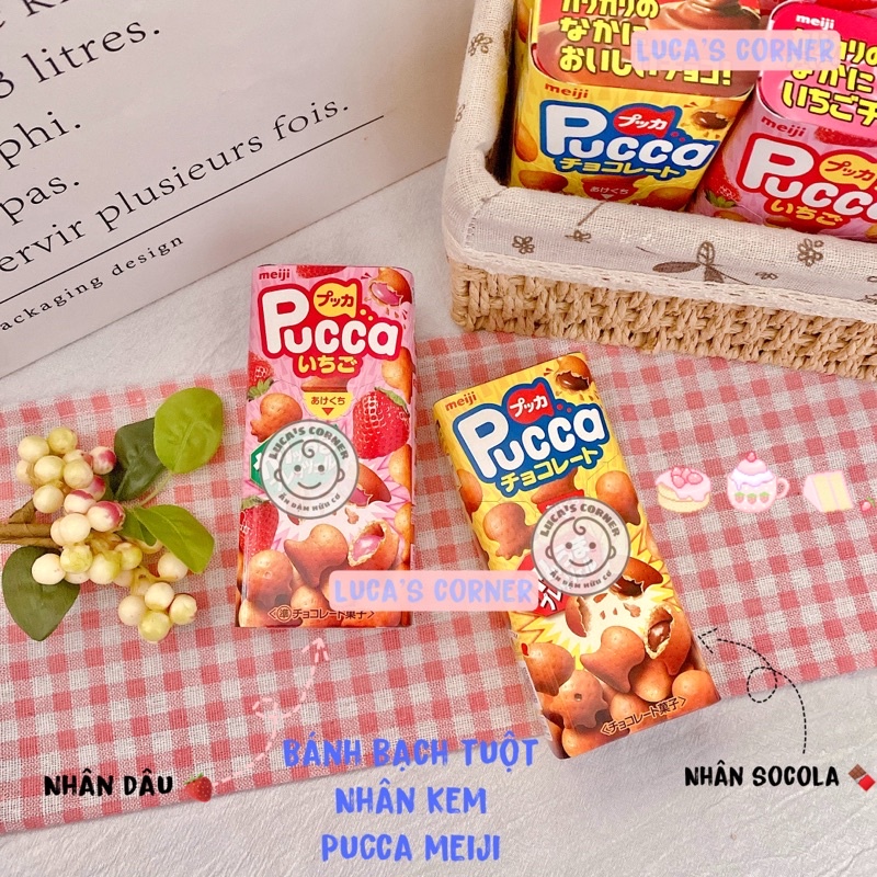 Bánh hình bạch tuộc nhân dâu/nhân socola Meiji Nhật Bản cho bé ăn dặm