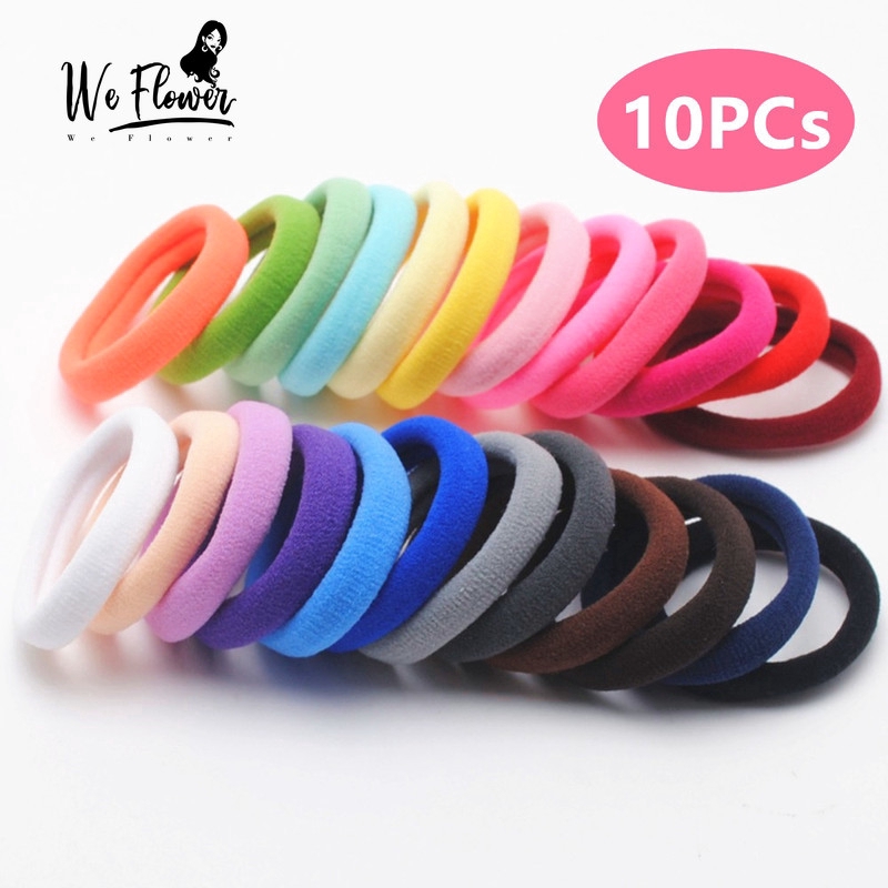 We Flower 10PCs Colorful Hair Tie Rope Scrunchie Korean High Elastic Rubber Band Girls Ponytail Holder