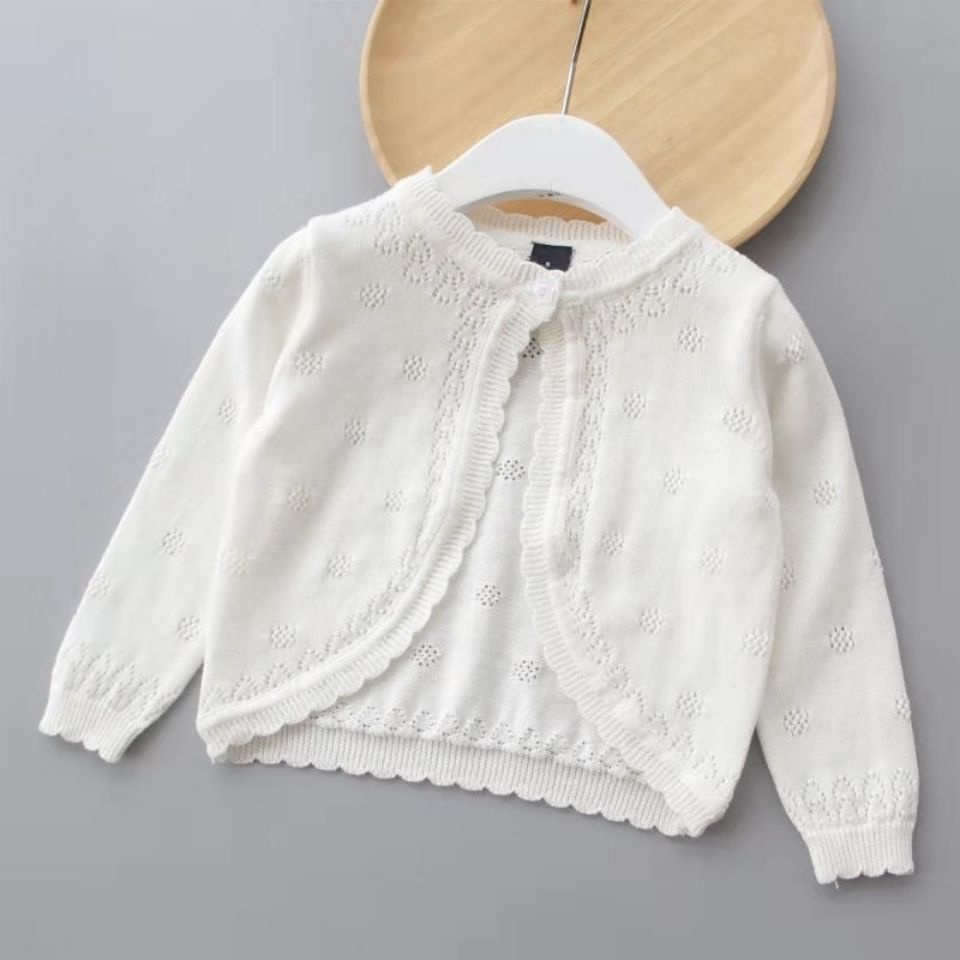 Áo Khoác Cardigan Dệt Kim Chống Nắng Xinh Xắn Cho Bé Gái#9.21