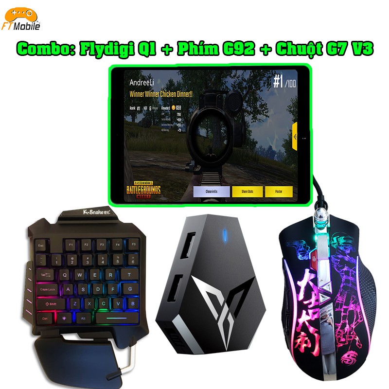 Flydigi Q1 Bộ chuyển đổi chơi game PUBG, ROS, Free Fire và các game FPS khác, không sợ band acc - FTMOBILE