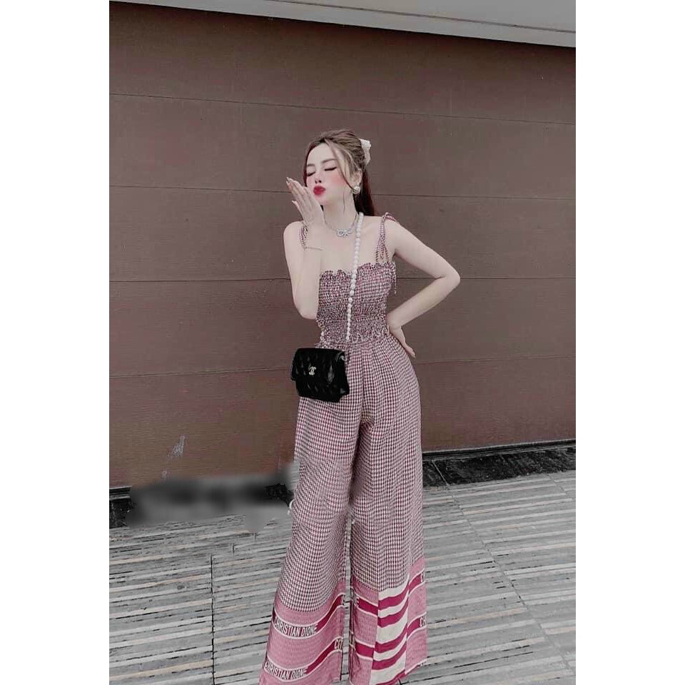 Set Đồ Mặc Nhà Dạo Phố Áo Nhún Quần Dập Ly Cao Cấp - DOMIN