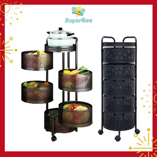 Kệ tròn 5 tầng xoay đa năng 360 độ, đựng đồ dùng, đồ chơi, trái cây tiện dụng, có bánh xe di chuyển