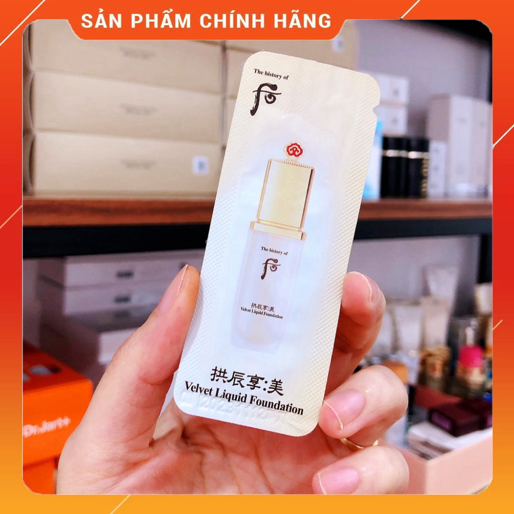 Gói Kem Nền Whoo Velvet Liquid Foundation Nâng tông sáng, che khuyết điểm cải thiện da sáng khỏe 1ml