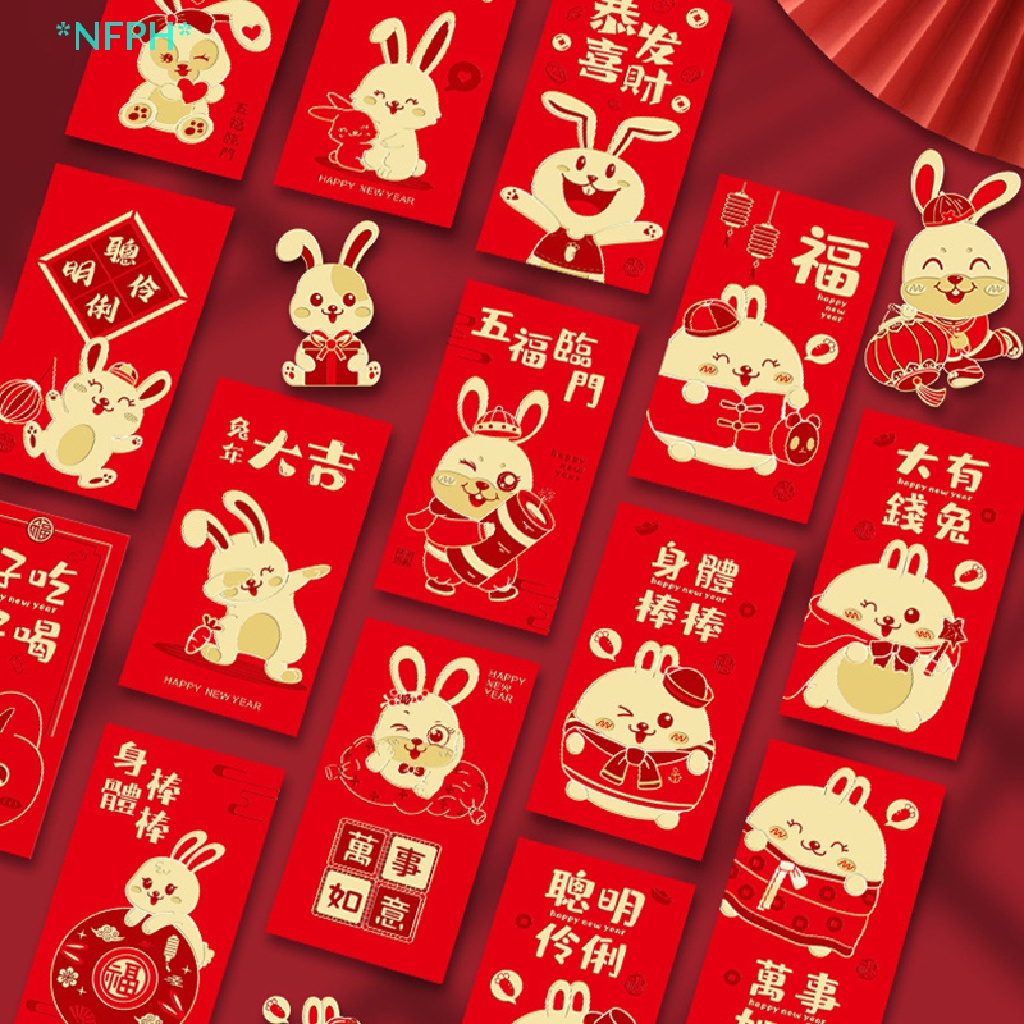 Set 6 Bao Lì Xì Mừng Năm Mới 2023 Hình Thỏ Phong Cách Trung Hoa
