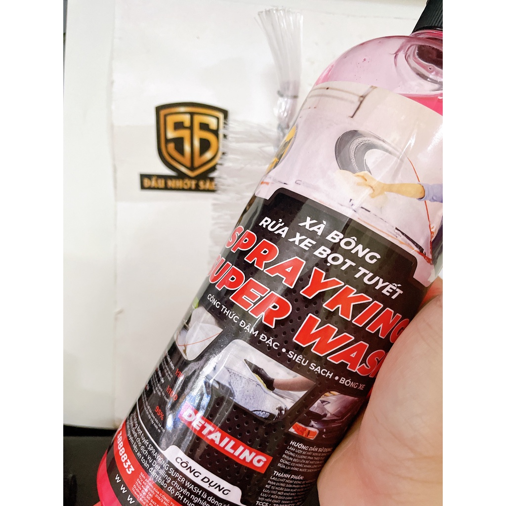 [Kèm cọ] Nước rửa xe xà bông rửa xe Sprayking Super wash chai 1L