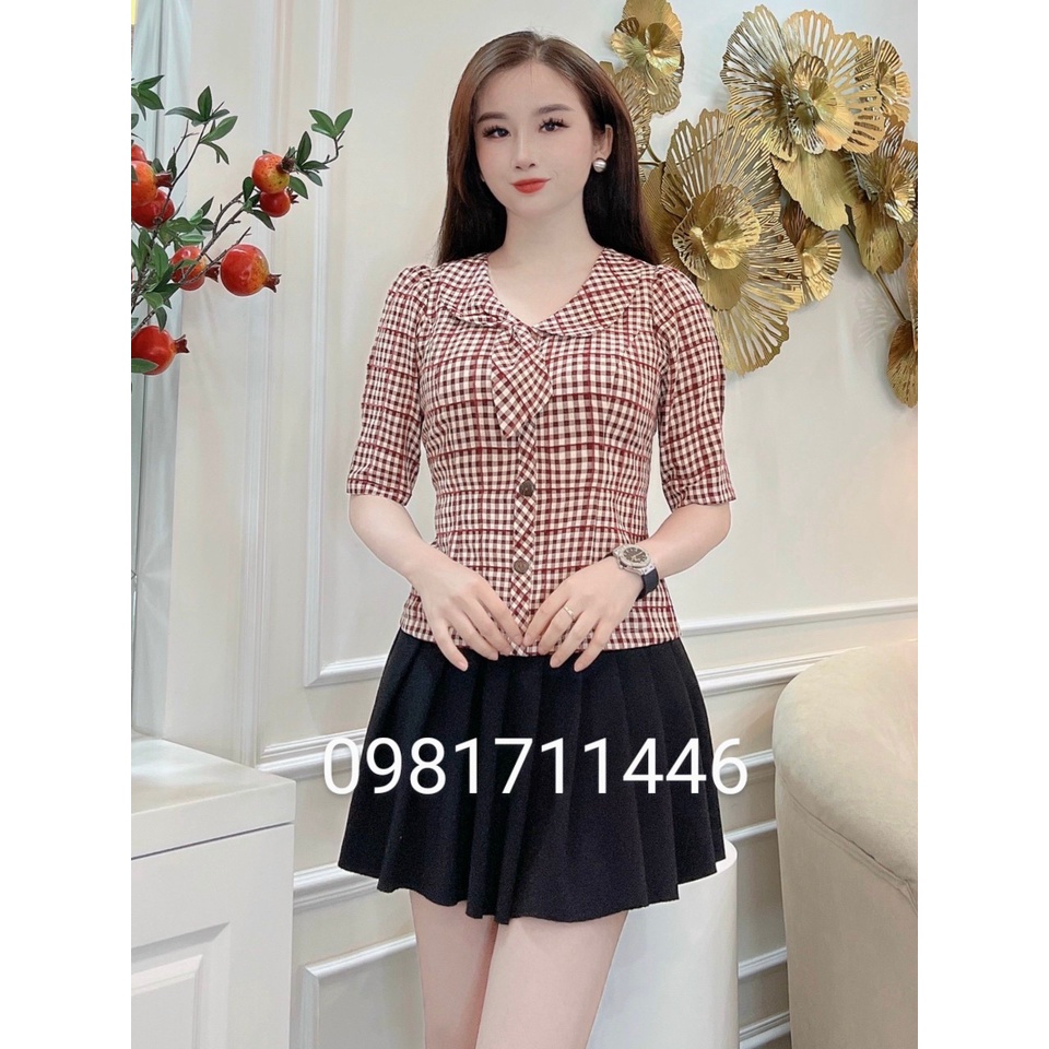 Áo Sơ Mi Nữ Kẻ Sọc Caro  Phong cách Hàn Quốc - Quảng Châu Cao Cấp