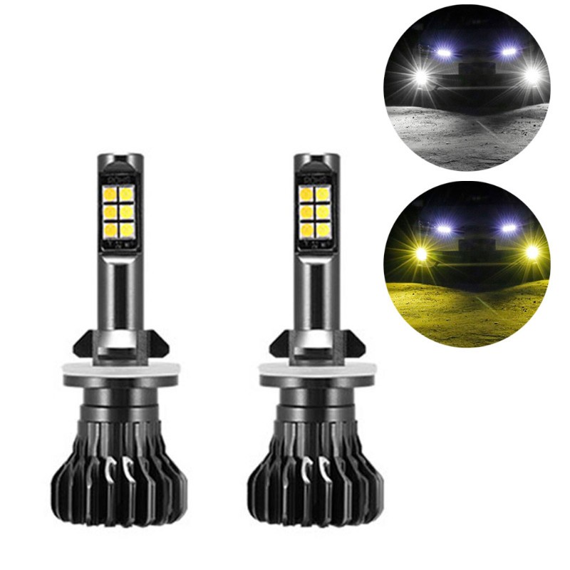 Set 2 Bóng Đèn Led Sương Mù Hai Màu H1 H3 880 881 Cho Xe Hơi
