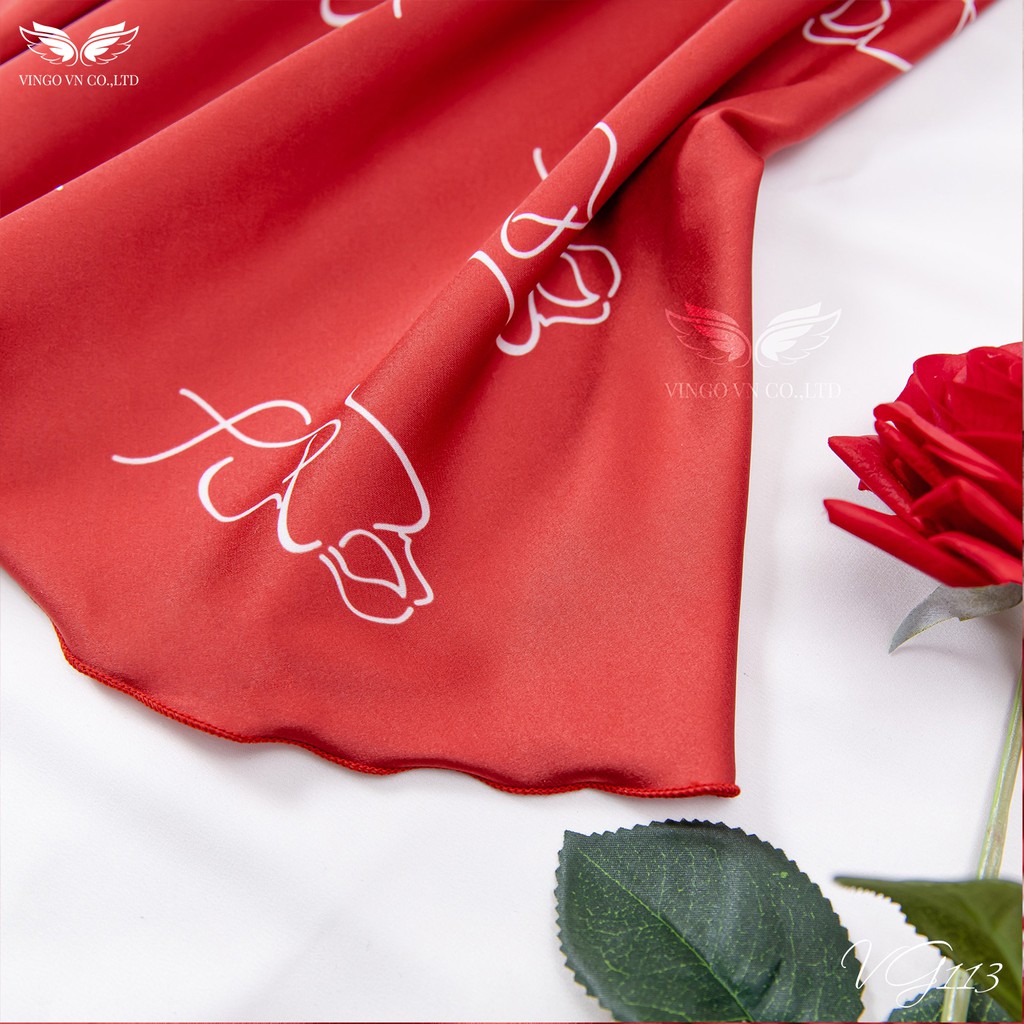 VINGO Váy Ngủ Lụa Pháp Mặc Nhà Nữ Hai Dây Có Mút Ngực Họa Tiết Thiếu Nữ Đỏ Gợi Cảm VG113 VNGO | BigBuy360 - bigbuy360.vn