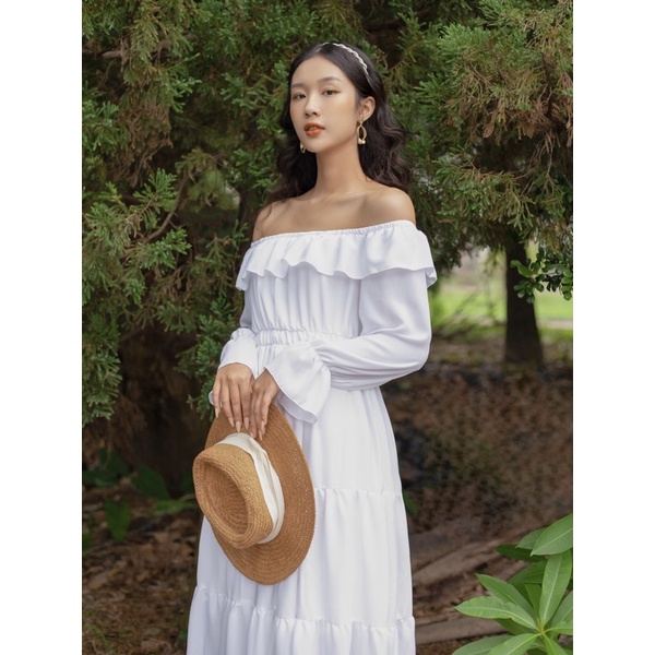 Đầm dự tiệc dạ hội đi chơi myan dress  thiết kế trễ vai tầng caocaobycaochen 2 màu đen trắng có bigsize