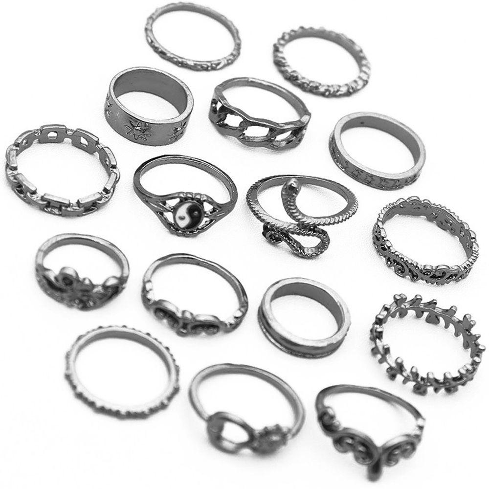 Set 16 Nhẫn Hình Rắn Phong Cách Gothic Cổ Điển Hàn Quốc Cá Tính Cho Nam Nữ