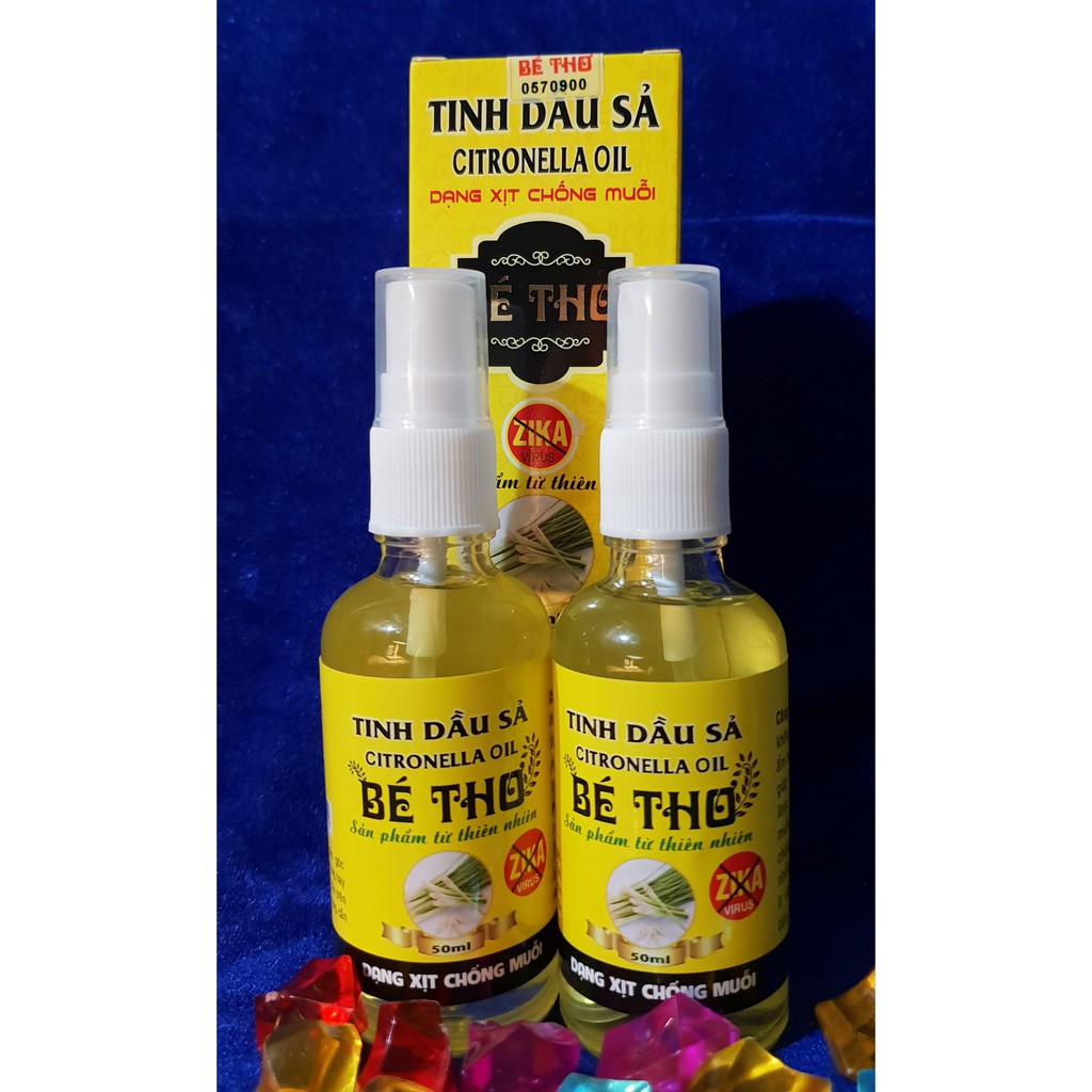 Combo 2 chai Tinh dầu Sả Java Bé Thơ 50ml (loại lọ xịt) xua đuổi muỗi, kiến, gián, xông khử mùi xe ô tô