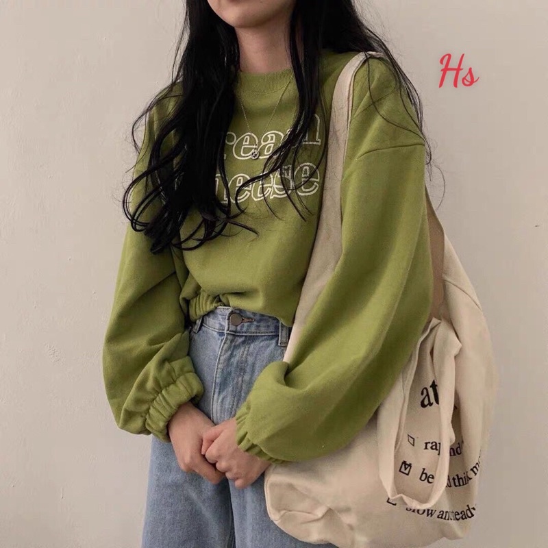 Áo Crt Dài Tay In Chữ Grean, chất nỉ ngoại, Mã 688 _ ROSY HANA