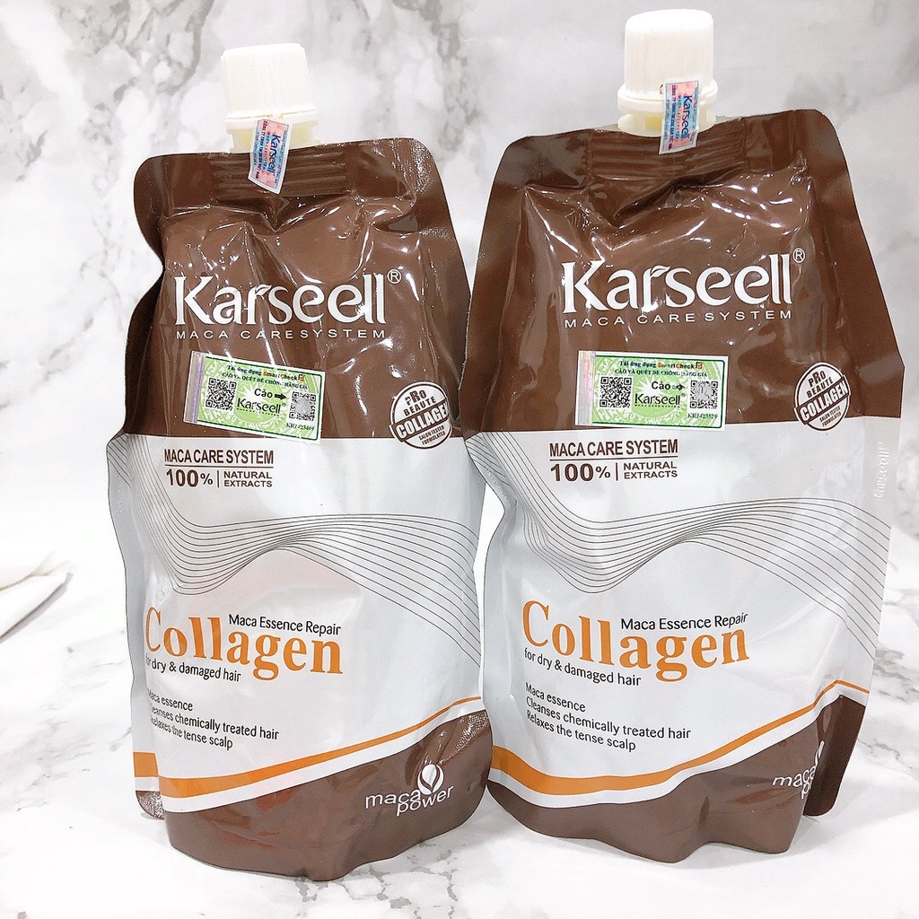 Kem Hấp Ủ Tóc Collagen Karseell Maca Essence Repair For Dry & Damaged Túi 500ml