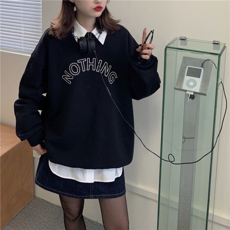 Áo Hoodie Nỉ Bông Không Mũ Thuê Chữ Nothing Mẫu Mới M064 -Violet_Store | BigBuy360 - bigbuy360.vn