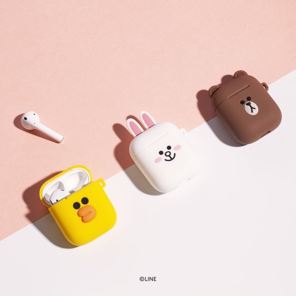 Vỏ Bảo Vệ Hộp Sạc Tai Nghe Airpods 1 2 Họa Tiết Hoạt Hình LINE FRIENDS Dễ Thương