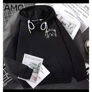 Áo hoodie logo mèo chất nỉ bông dày siêu ấm