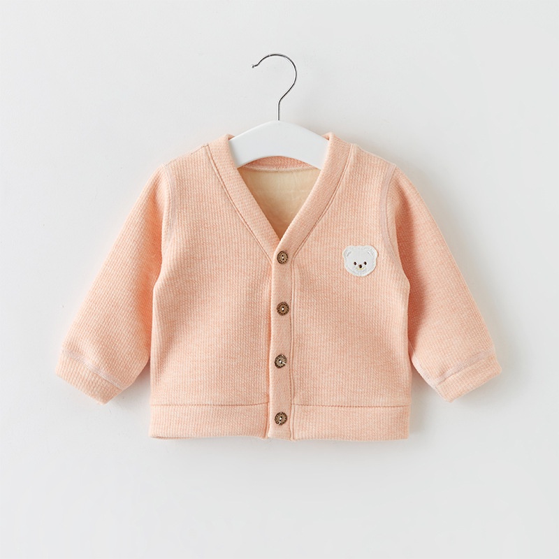 Áo sweater dệt kim lót nhung giữ ấm phong cách phương Tây cho bé