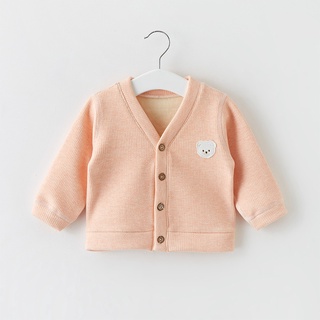 Áo sweater dệt kim lót nhung giữ ấm thời trang phương Tây cho bé