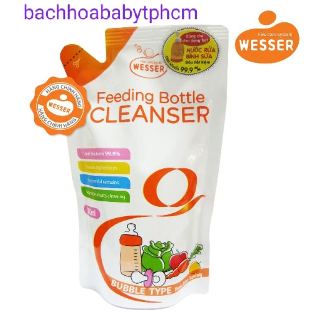 Nước rửa bình sữa WESSER dạng túi dung tích 500 ml