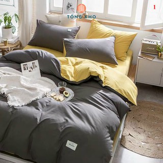 Set vỏ chăn ga gối cotton Tici màu trơn trang trí, decor phong ngủ phong cách Hàn Quốc - Hàng nhập khẩu cao cấp