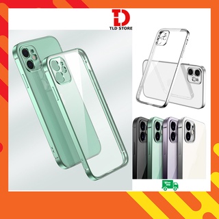 Ốp iphone - Ốp Lưng Trong Dẻo Viền Vuông Mạ Màu cho Ip 7/8/7plus/8plus/X/Xs//Xs Max/11/11 Pro max/ 12/12 Pro Max đẹp
