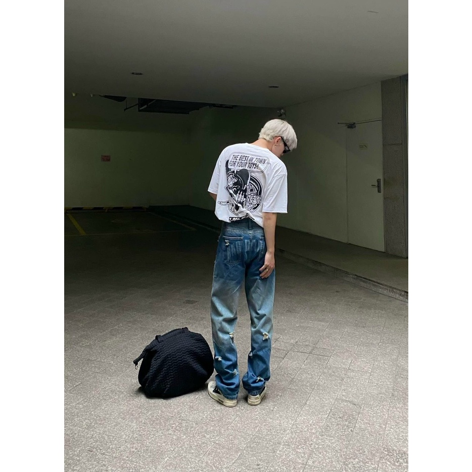 Quần Baggy Jean Ống Suông Ống Đứng Nam Nữ Unisex Chất Dày Dặn