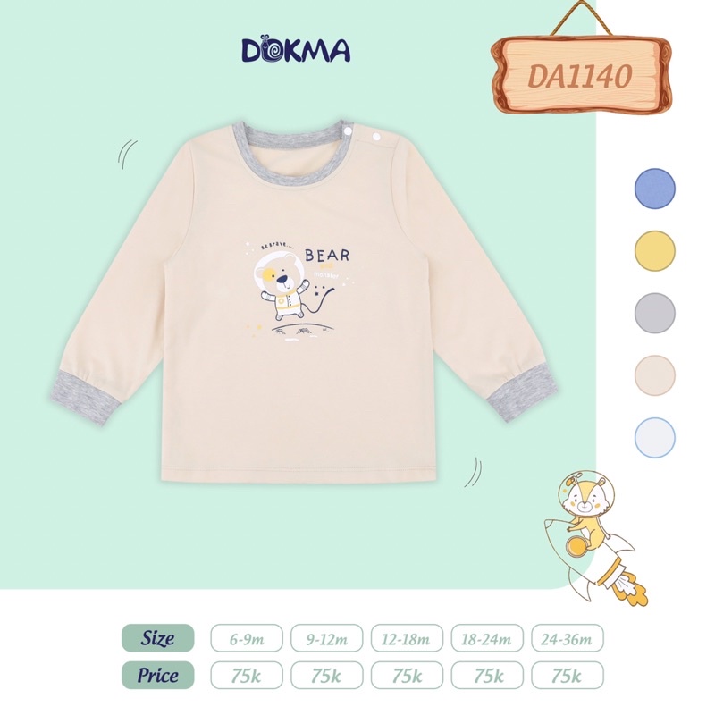 Áo cài vài dài tay bé trai dokma (9-36m)DA1140