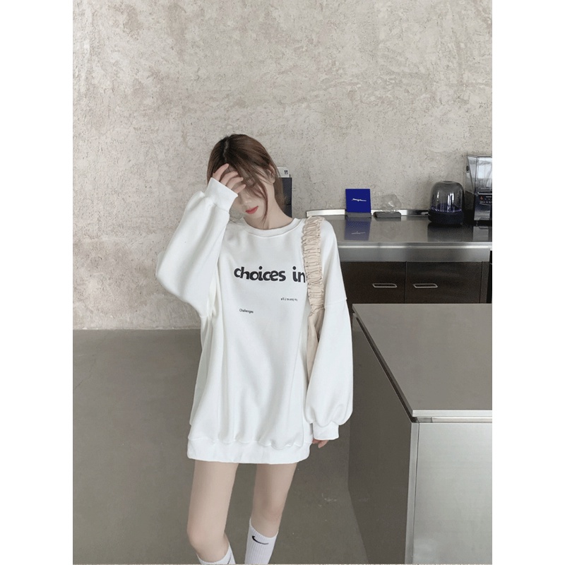Áo sweater tay dài in chữ thiết kế đơn giản thời trang cho nữ | BigBuy360 - bigbuy360.vn