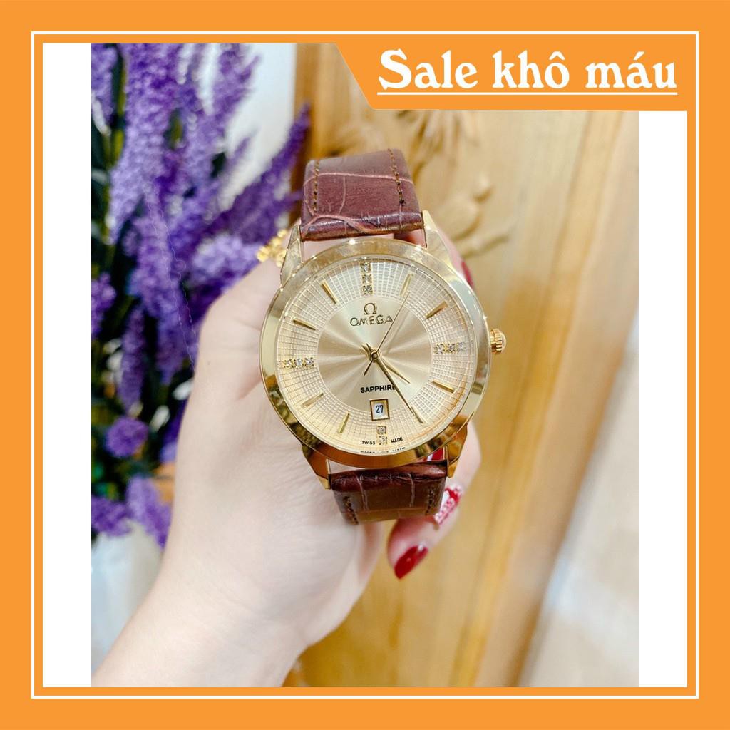 Đồng hồ Nam O.M.E.GA, dây da mềm, size 40, thẻ bảo hành 12 tháng- Đồng hồ Omega Nam
