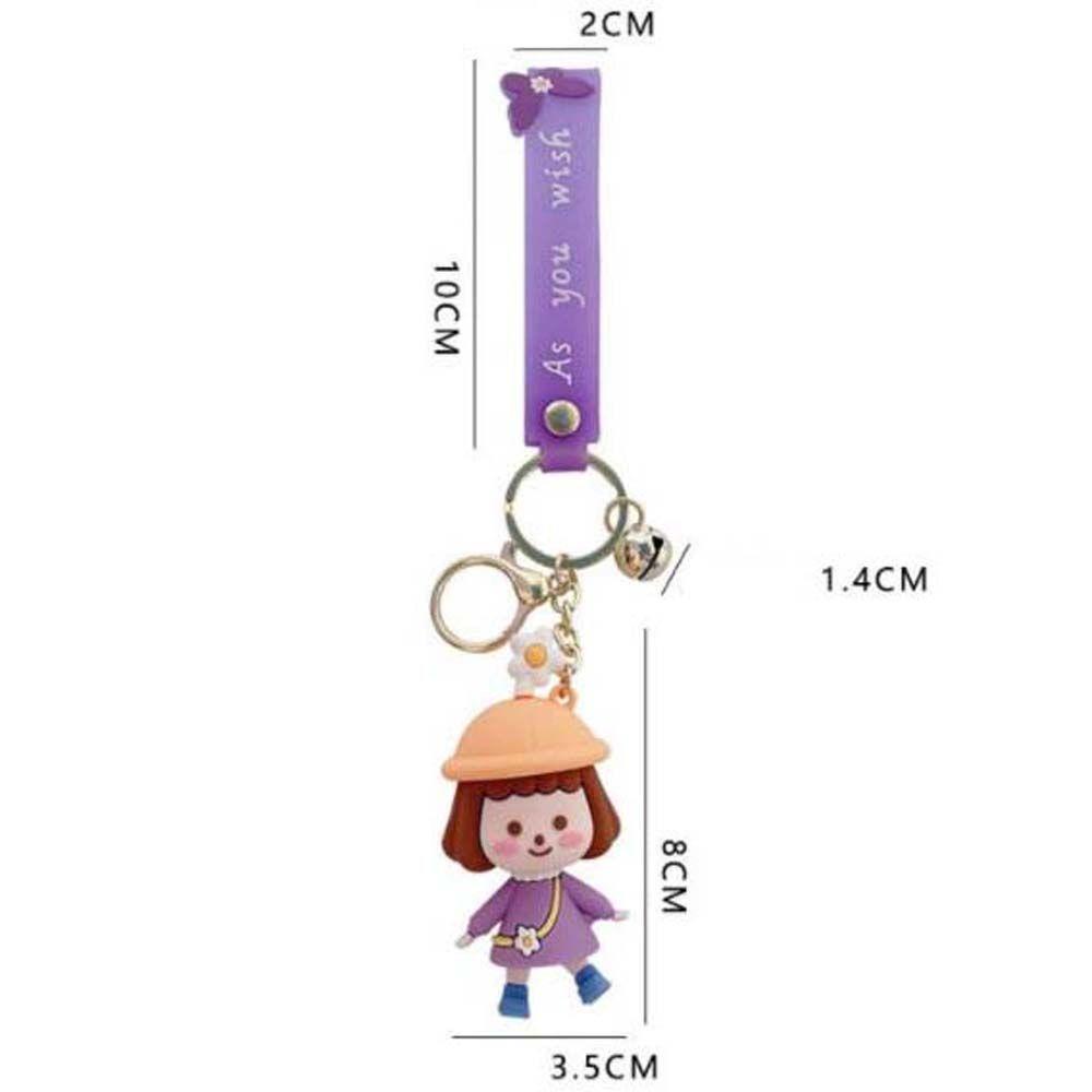 Móc Khóa Trang Trí Xe Hơi Hình Cô Gái Đội Nón Len Dễ Thương