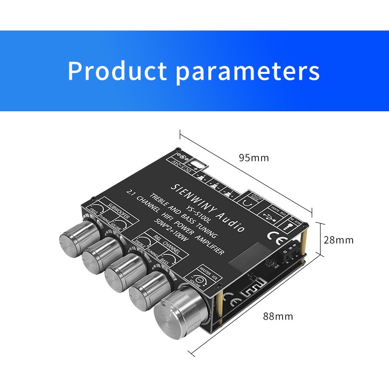 Bảng Mạch Khuếch Đại Âm Thanh S100L Bluetooth 5.0 50WX2 + 100W 2.1 Kênh Cho Gia Đình