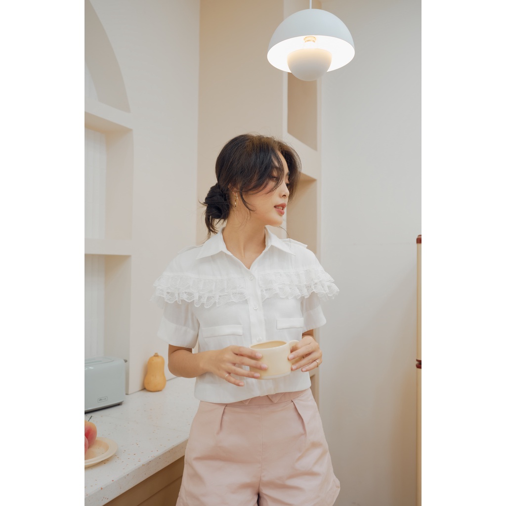 Áo sơ mi croptop ren ngang ngực - VICKY Shirt
