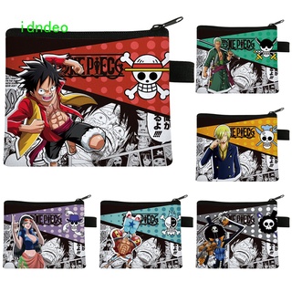 Ví Canvas Đựng Tiền Xu In Hoạt Hình One Piece Phối Khóa Kéo Tiện Lợi