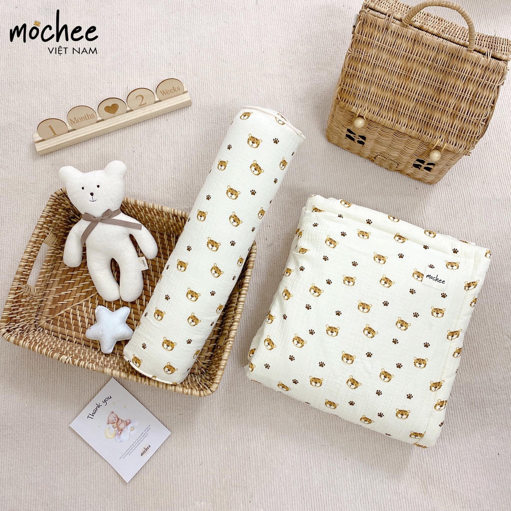 GỐI ÔM SỢI TRE MUSLIN THOÁNG KHÍ MOCHEE KÍCH THƯỚC 50X15CM