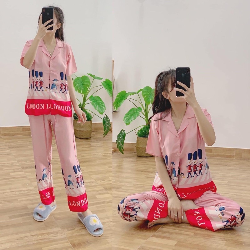 Đồ bộ pijama lụa satin quần dài  ( ảnh thật)