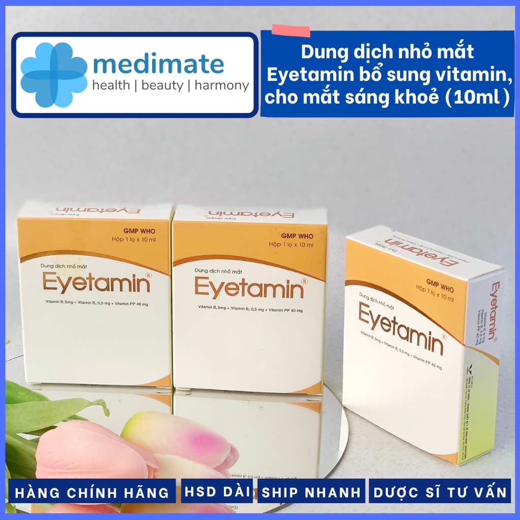 Dung dịch nhỏ mắt Eyetamin dưỡng mắt, giảm khô mắt, dưỡng ẩm mắt, giảm ngứa mắt, mỏi mắt (chai 10ml)