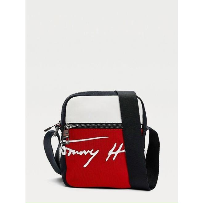 TÚI CHÉO MINI LOGO THÊU HIỆU TOMMY DÂY DỆT 3 MÀU XỊN XÒ [ttm00009]