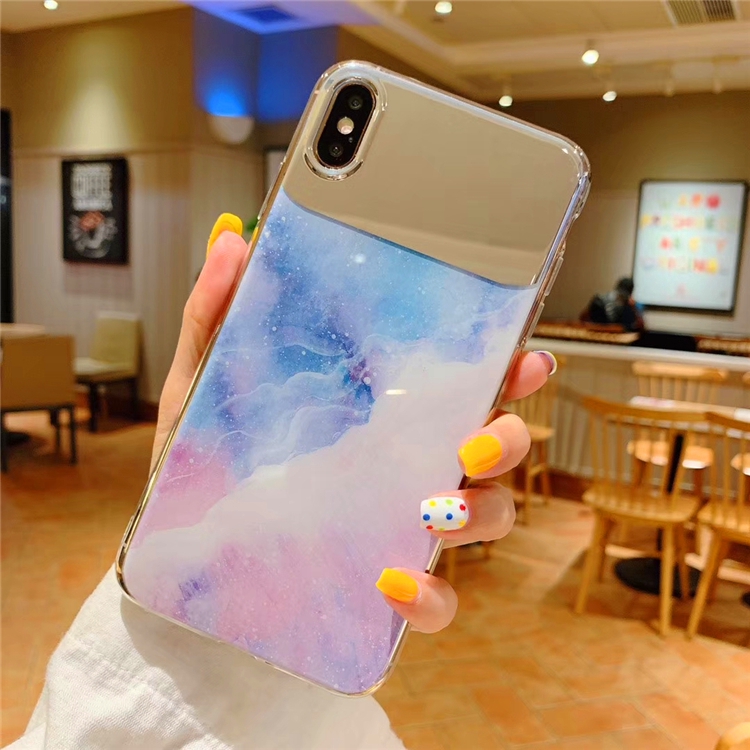 Ốp điện thoại họa tiết gạch men có gương cho iPhone 6/6S/6+/6S+/7/8/7+/8+/X/XS/XR/XS Max