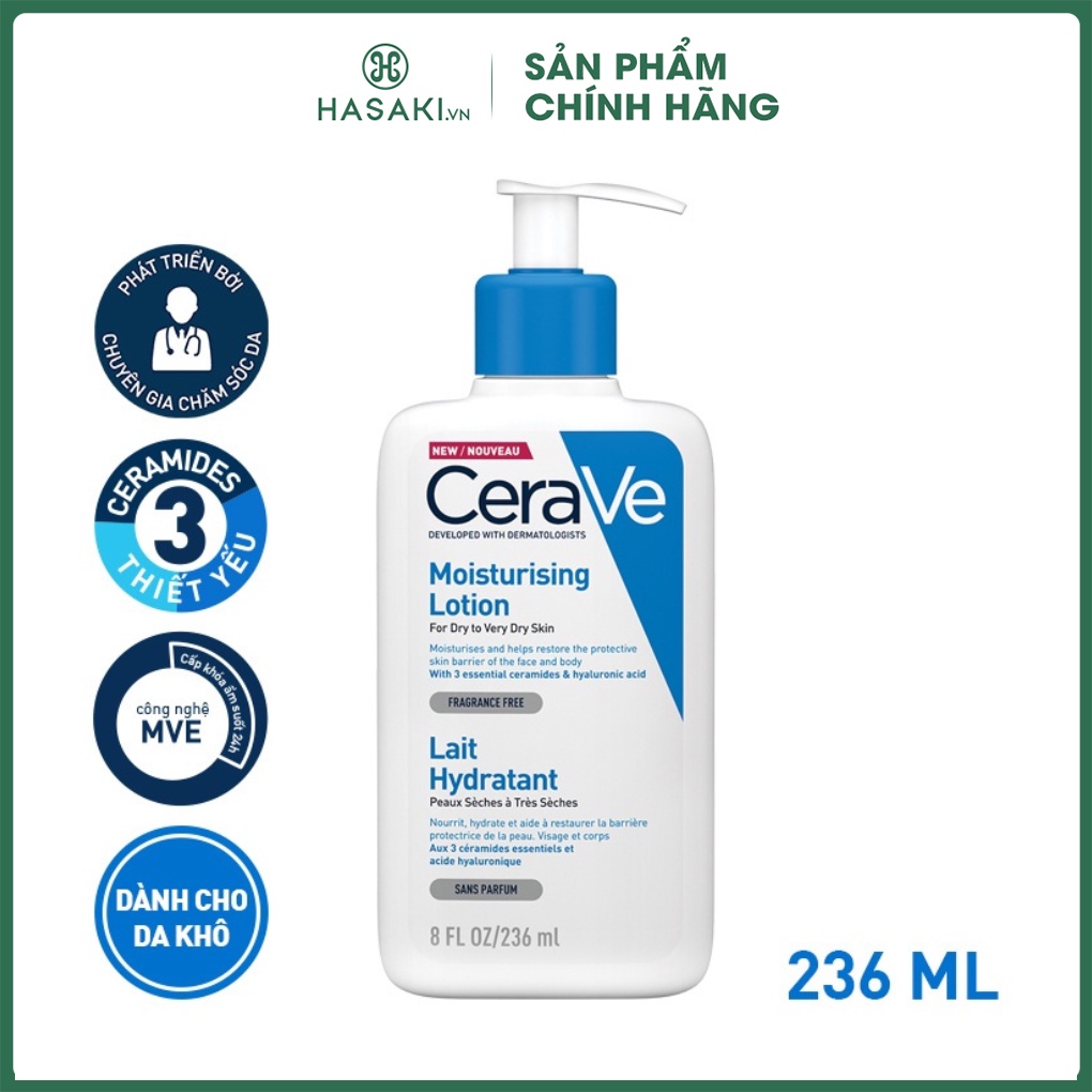 Sữa Dưỡng Thể Cerave Cho Da Khô Đến Rất Khô 473ml, 236ml, 88ml Hasaki Sản phẩm chính hãng