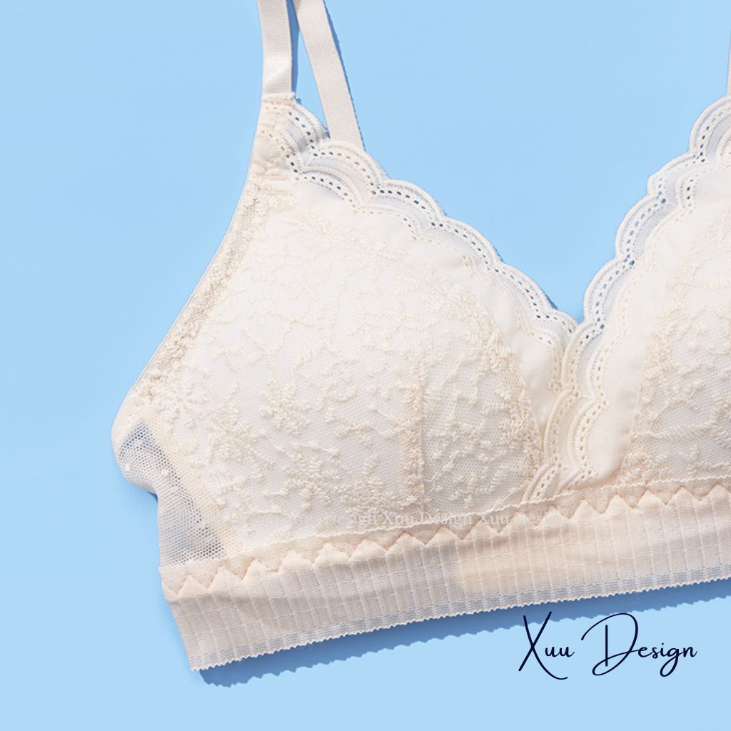 Áo lót nữ không gọng đệm mỏng XUU, vải ren hoa mềm mịn thoáng mát - AV43