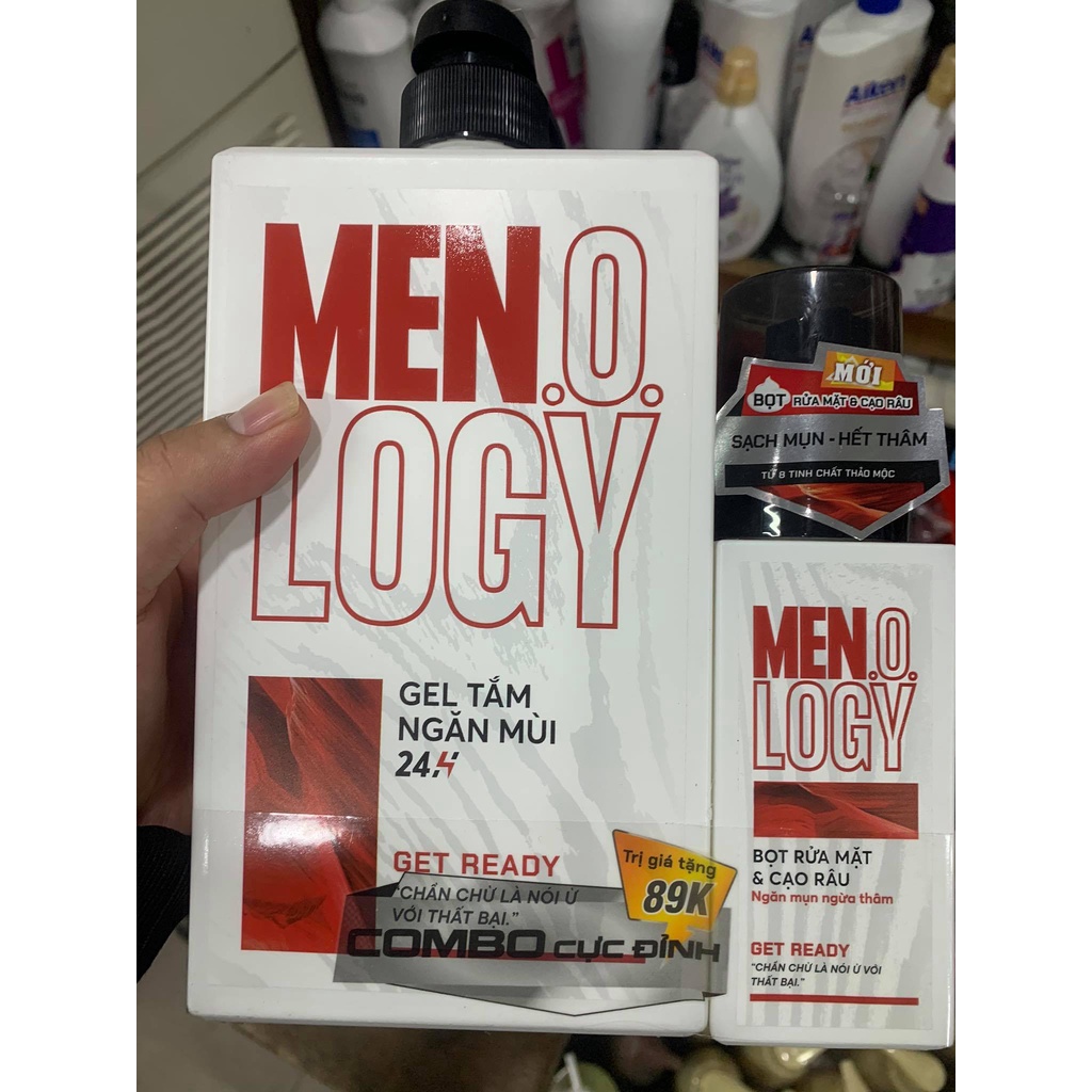 Combo Gel tắm nam MEN.O.LOGY ngăn mùi 24h 630ml và Bọt rửa mặt cạo râu 100ml