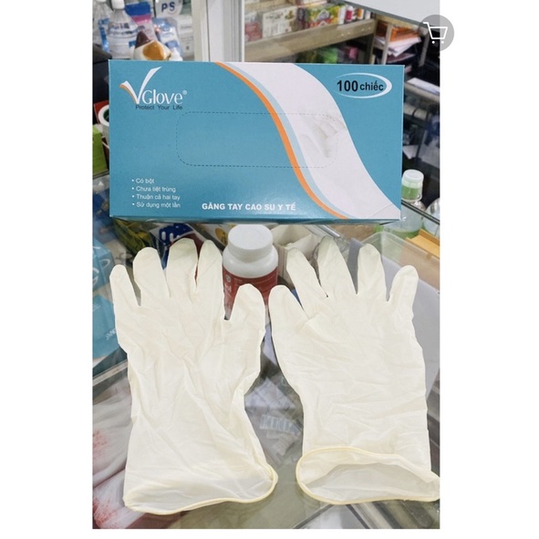 GĂNG TAY Y TẾ CÓ BỘT VGLOVE HÀNG SẴN- HỘP 100 CHIẾC