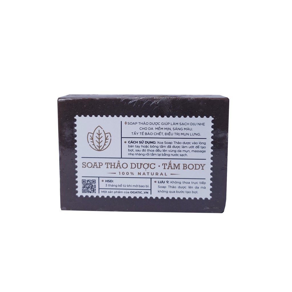 Xà phòng giảm mụn lưng Than tre hoạt tính Ogatic Soap, xà bông tắm dưỡng da mềm mịn, giảm thâm mụn, phù hợp mọi loại da | BigBuy360 - bigbuy360.vn