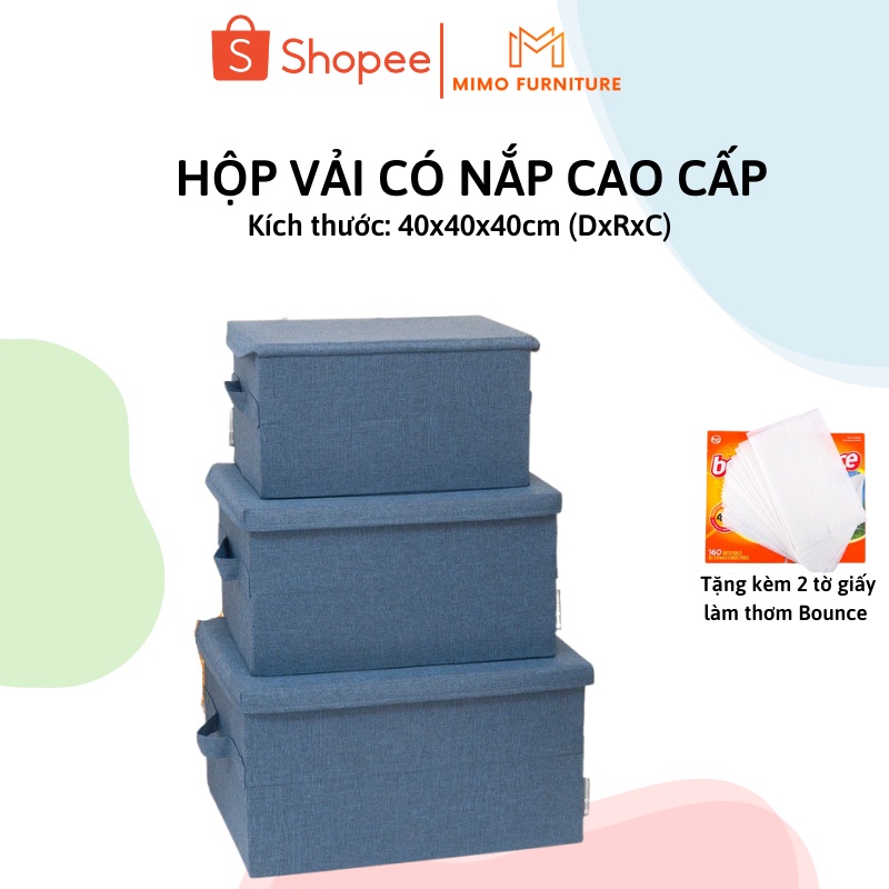 Hộp Vải Đựng Đồ Đa Năng Có Nắp Đậy Màu Xám, Giỏ Vải Đựng Quần Áo, Thùng Để Đồ Cá Nhân, Mỹ Phẩm Size S-M-L