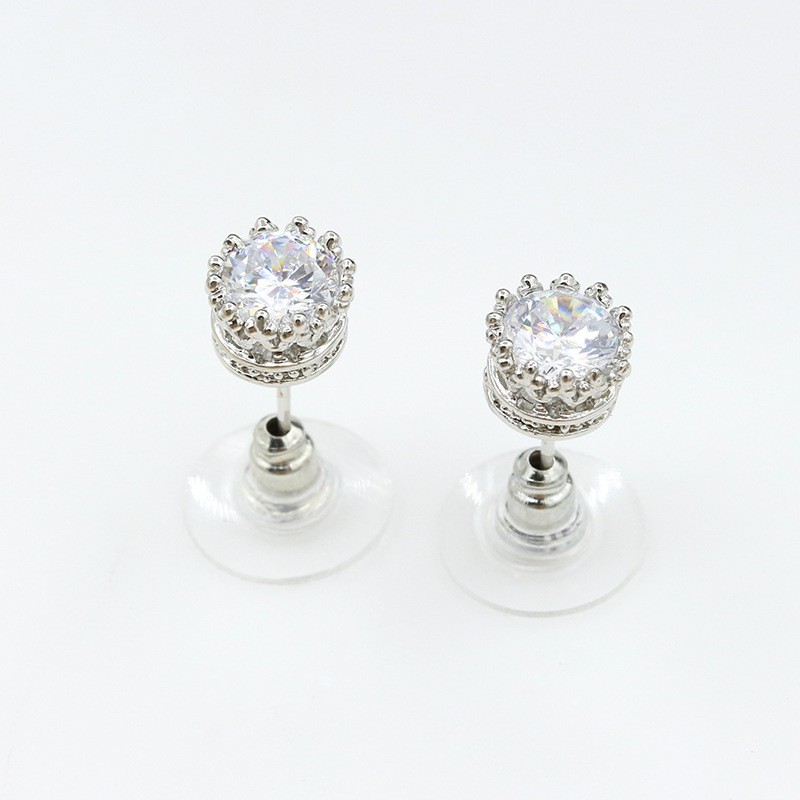 Đôi Bông Tai Hình Vương Miện Đính Đá Thời Trang Cho Nữ