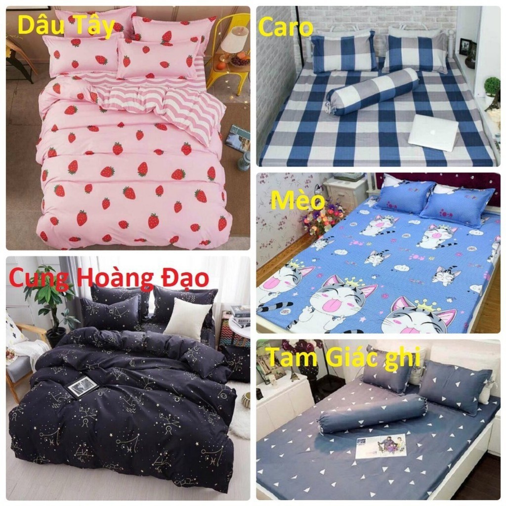 Bộ ga gối cotton poly nhiều mẫu ( ib chọn mẫu)