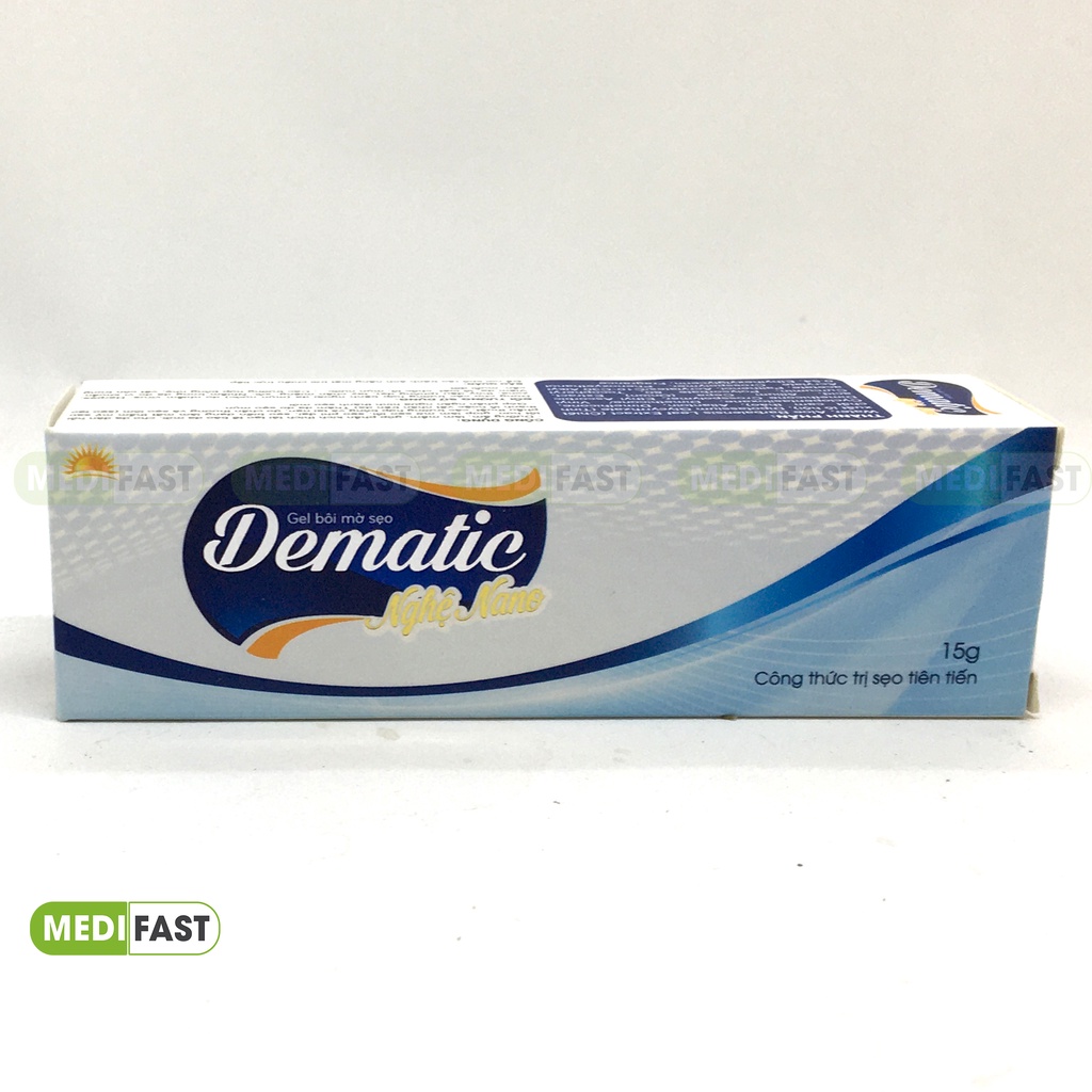 Gel mờ sẹo Dematic, kem làm mềm và ngừa sẹo thâm từ chiết xuất nghệ Nano, Lô hội - Tuýp 15g