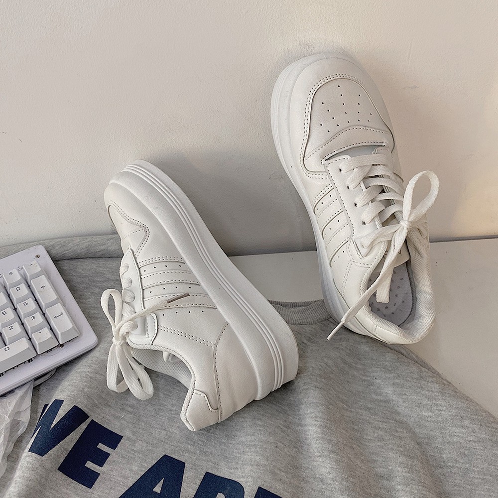 Giày thể thao nữ giayBOM full trắng đế cao 3 cm B1161 | BigBuy360 - bigbuy360.vn