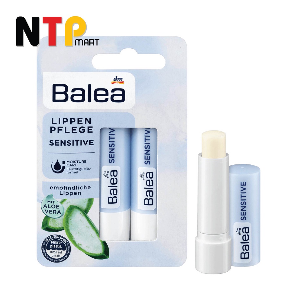 Son dưỡng môi Balea Lippenpflege Sensitive dưỡng ẩm hương lô hội cho môi nhạy cảm nhập khẩu Đức