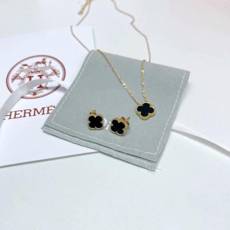 Dây chuyền cỏ 4 lá ti tan cao cấp vòng cổ 4 lá nữ Phụ kiện trang sức Hari korea accessories